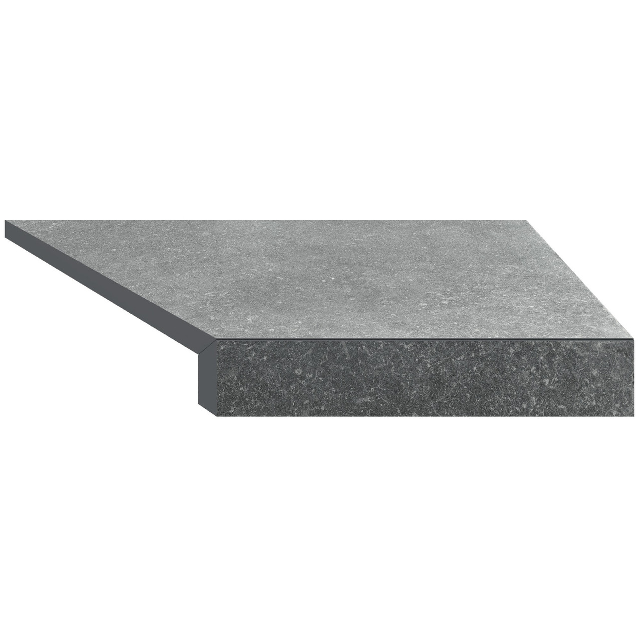 Кутовий елемент бортової плитки Aquaviva Granito Gray, Г-подібний, 595x345x50(20) права/45°
