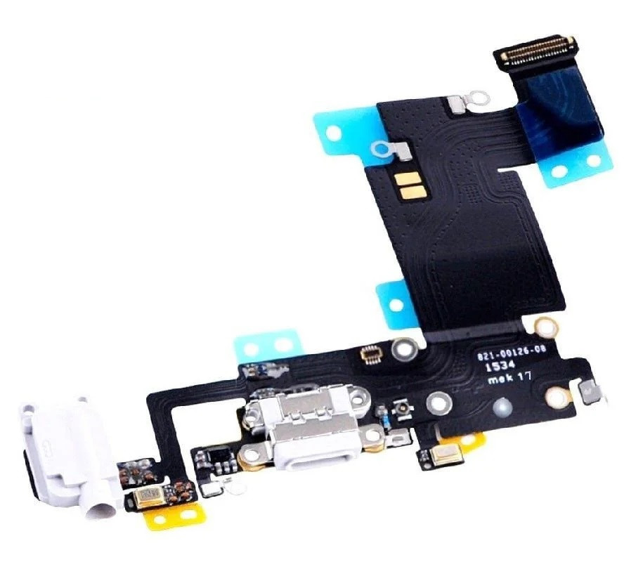 Шлейф для Apple iPhone 6 Plus коннектора зарядки, коннектора навушників з мікрофоном (Білий)