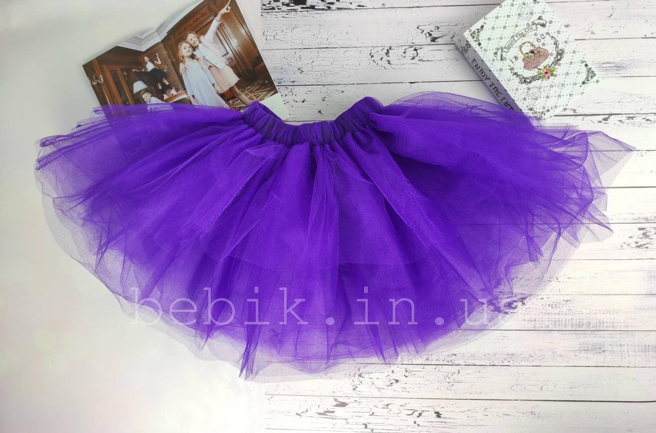 Фіолетова фатинова спідниця для дівчинки багатошарова на 3-9 років, фото 1