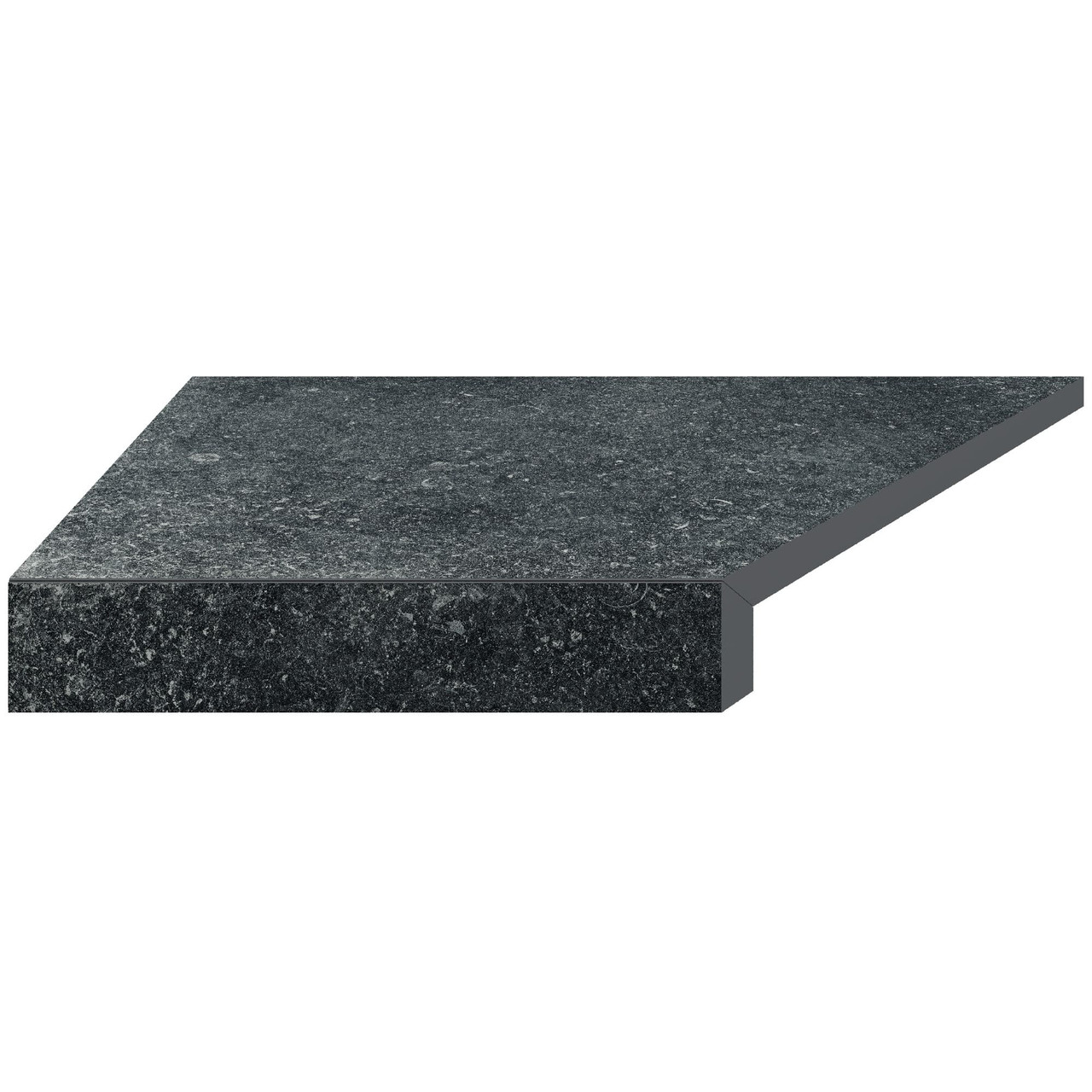 Кутовий елемент бортової плитки Aquaviva Granito Black, Г-подібний, 595x345x50(20) ліва/45°