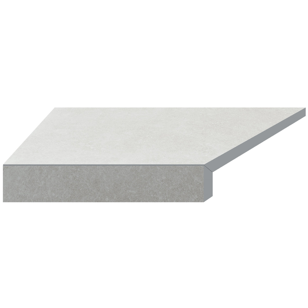 Кутовий елемент бортової плитки Aquaviva Granito Light Gray, Г-подібний, 595x345x50(20) ліва/45°