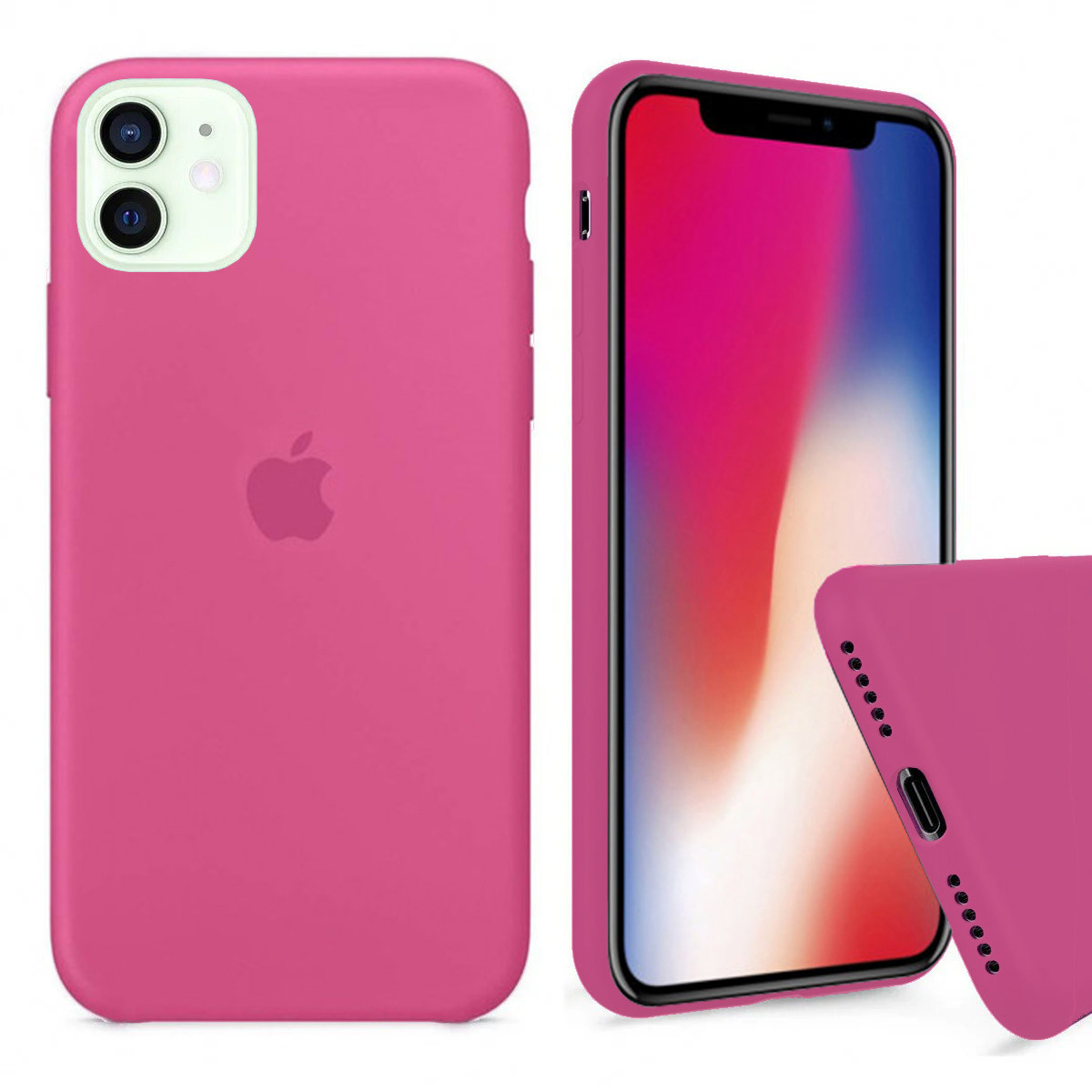 Чохол Silicone FULL case для IPhone 12 Mini Dragon Fruit малиновий