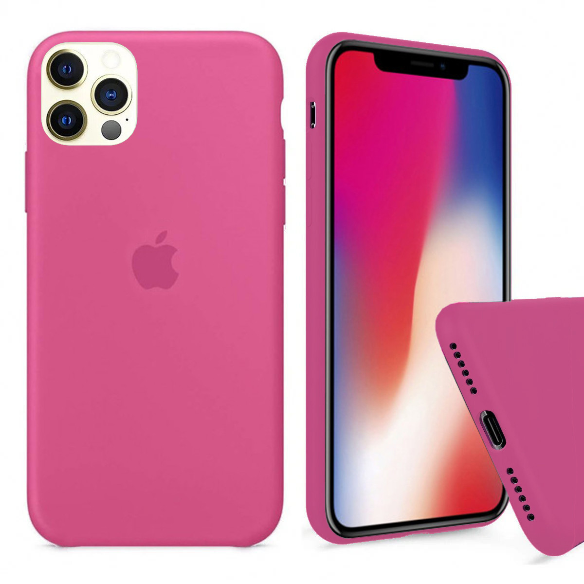 Чохол Silicone FULL case для IPhone 12 Pro Dragon Fruit малиновий