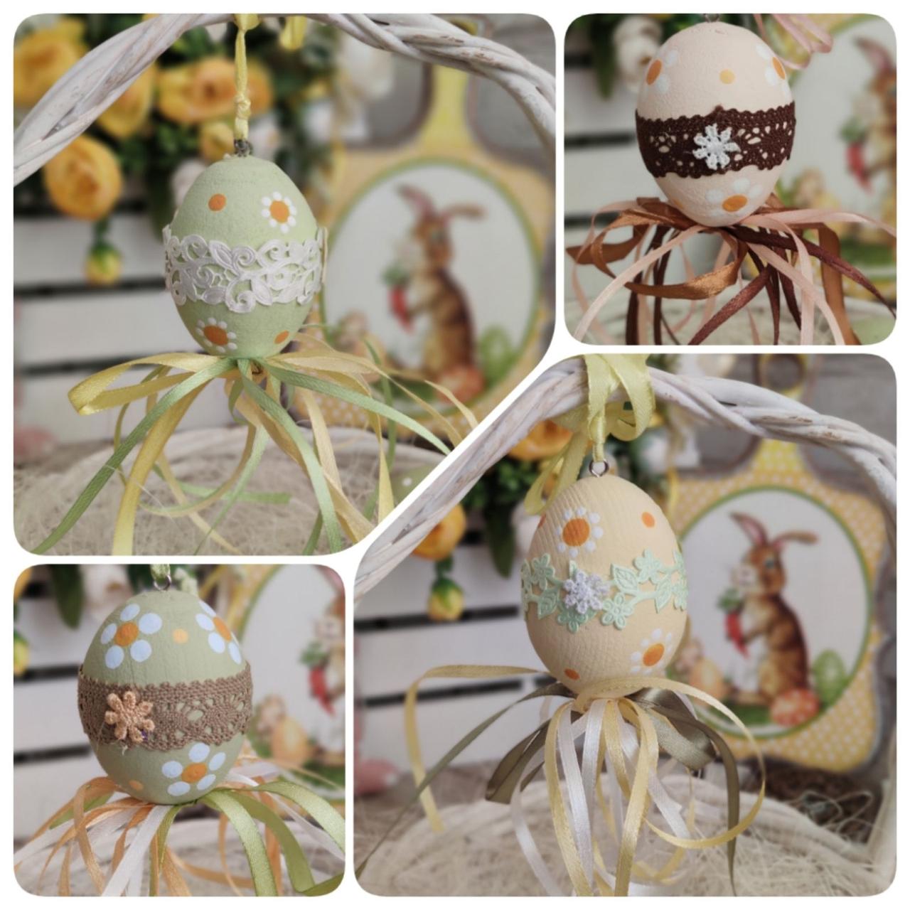 Пасхальне яйце "Ромашки" , Н-6-7 см, для Великоднього кошика, оселі
