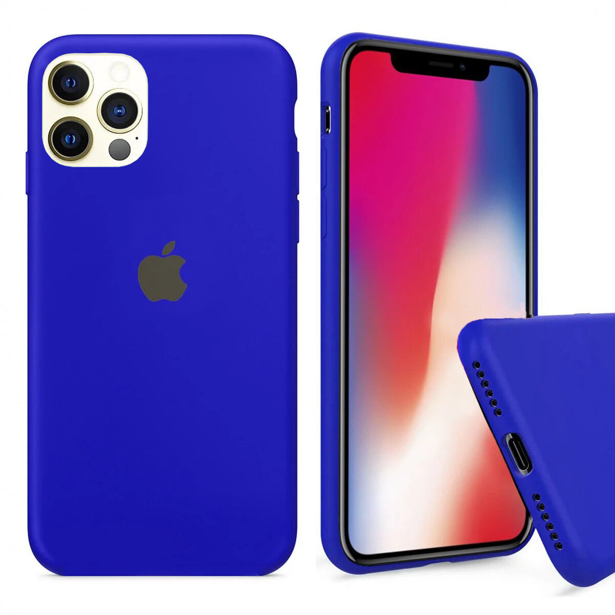 Чохол Silicone FULL case для IPhone 12 Pro Shiny Blue електрик