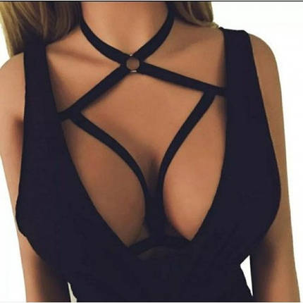 Сексуальний бандаж аксесуар на груди бюстгалтер Margo чорний style 1, фото 1