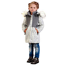Дитяче демісезонне пальто для дівчинки 88GRAY-WHITE Сіро-біле, фото 3