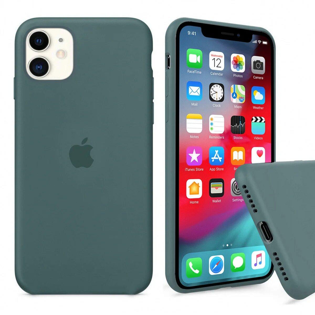 Чохол Silicone FULL case для IPhone 12 Pine green зелений