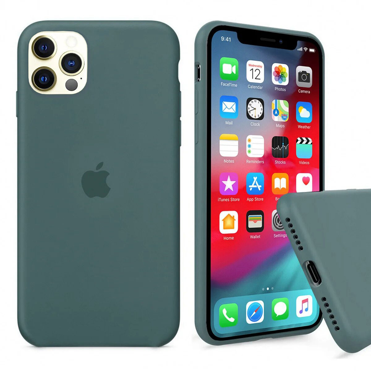Чохол Silicone FULL case для IPhone 12 Pro Pine green зелений