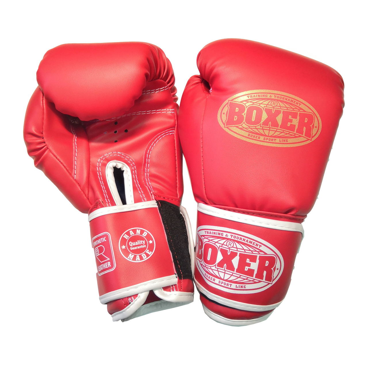 Боксерські рукавички BOXER 12 оz шкірвініл Еліт ШИРОКИЙ МАНЖЕТ червоні