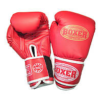 Боксерские перчатки BOXER 8 оz кожвинил Элит ШИРОКИЙ МАНЖЕТ красные