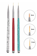 Набор кистей для маникюра и педикюра кисточки для дизайна ногтей 3 шт Мрамор