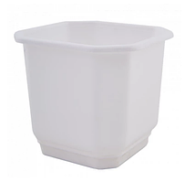 Вазон Дама 8*8см. 0,28 л. (З тарілочкою) білий, Квадратний горщик