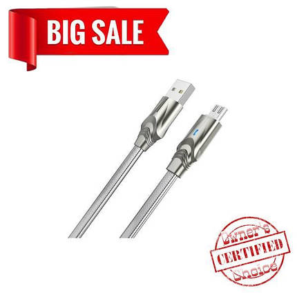 USB кабель Borofone BU12 Micro 1,2m 2.4A серый, фото 2