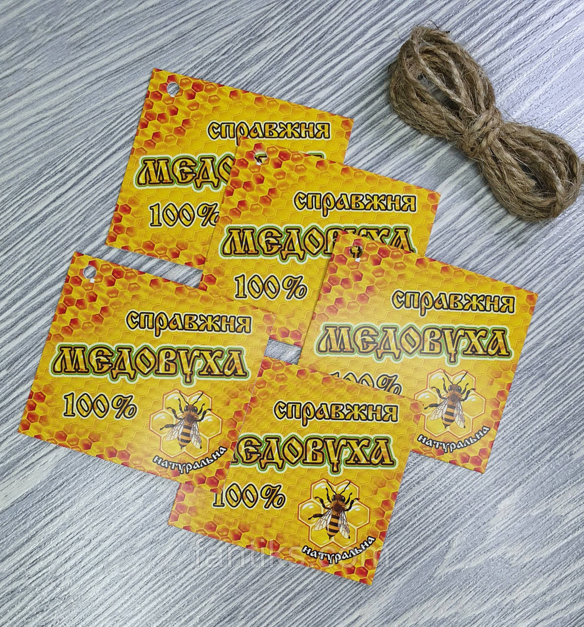 Набір бірок "Медовуха" 5 штук + мотузка 1 м