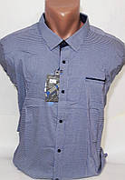 Батальная рубашка мужская Mir Taron vd-0008 голубая Турция с длинным рукавом, стильная 4XL