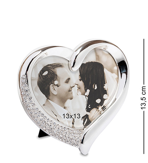 Фоторамка металева настільна Lefard Серце зі стразами 13,5 см фото 13х13 см 160140