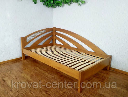 Угловая двуспальная кровать из массива натурального дерева "Радуга" от производителя, фото 2