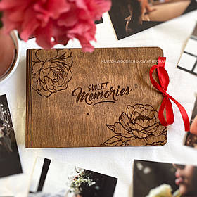 Дерев'яний фотоальбом для закоханих | Креативний подарунок для дівчини, дружини, подруги