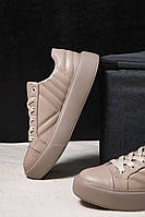 Кросівки жіночі повсякденні бежеві натуральна шкіра