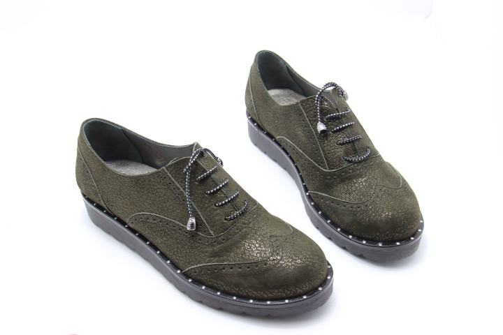 Туфлі жіночі оксфорти Aras Shoes 108-haki шкіряні на шнурівці 37