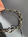 Металевий жіночий чокер, подвійний ланцюжок крупний жіночий з підвіскою срібло, фото 5