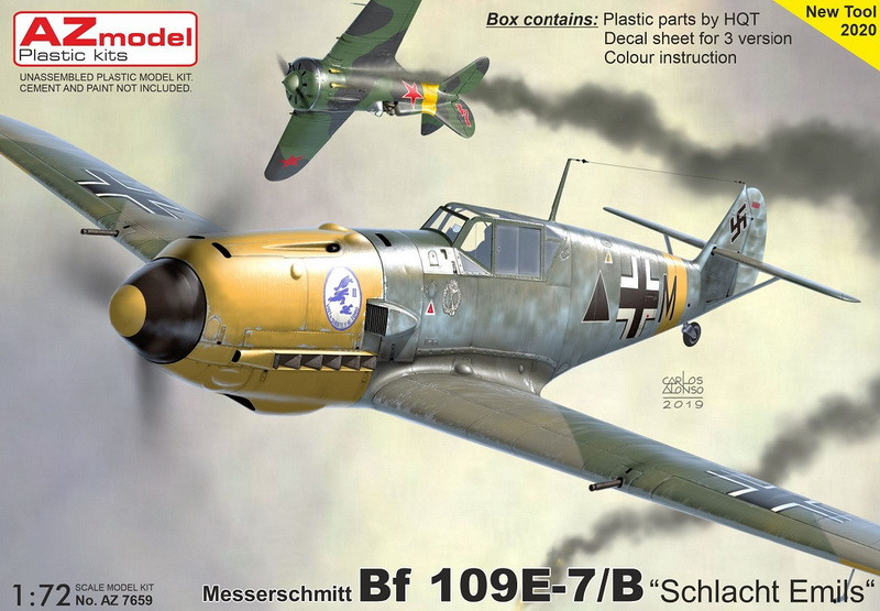 Пластикова модель 1/72 AZ model 7659 німецький винищувач Messerschmitt Bf 109E-7 „Schlacht Emils“