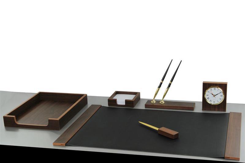 Набір настільний для керівника 6 предметів, дерево + Екошкіра