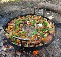 Сковорода з диска борони діаметром 50 см без кришки туристичні ніжки та ручки викручуються