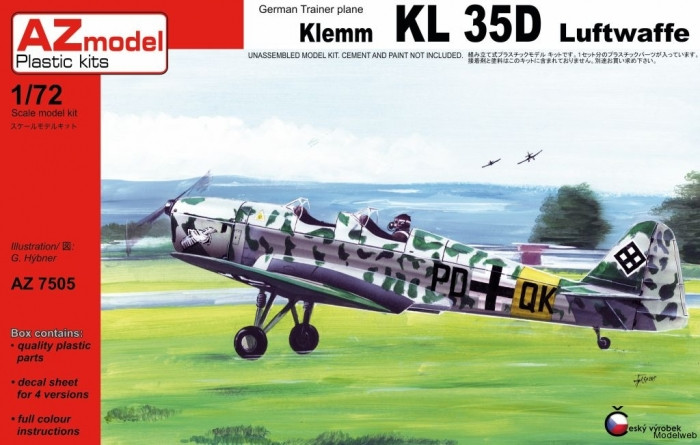 Пластикова модель 1/72 AZ model 7505 німецький навчальний літак German Trainer plane Klemm KL 35D