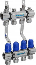 Колектор  латунний "GROSS" на 4 контури для опалення