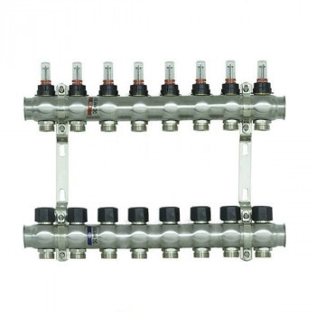 Колектор нержавіюча сталь "Raftec" на 8 контурів з витратомірами і євроконусом