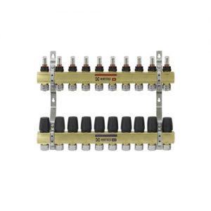 Колектор латунний "Raftec" для теплої підлоги на 10 контурів