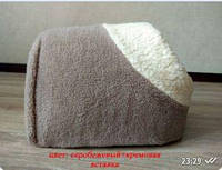 Будиночки з хутра хутровий будиночок з хутряною подушкою для кішок і собак сірий з кремовою вставкою 43х33х28 см28 см