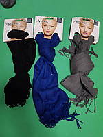 Шарфи жіночі набір з 3-х штук (сірий, яскраво-синій, чорний) - розмір шарфа приблизно 170*65см