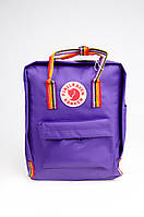 Рюкзак Fjallraven Kanken Classic Rainbow 16 л з райдужними ручками Фіолетовий (FK16-34)