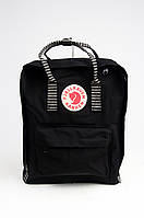 Рюкзак Fjallraven Kanken Classic Rainbow 16 л з смугастими ручками Чорний (FK16-38)