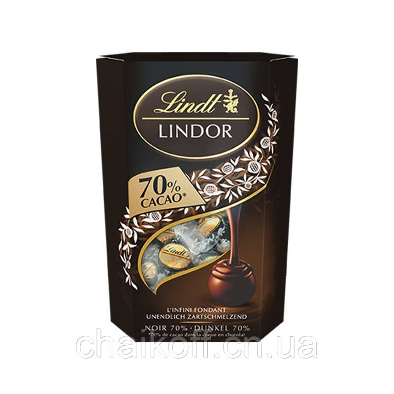 Шоколадні цукерки Lindt LINDOR 70% какао 200 г ( Швейцарія)