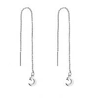 Сережки протягання " Півмісяць ", Колір: Сріблястий тон, Матеріал: Нержавіюча сталь, 14.2 см