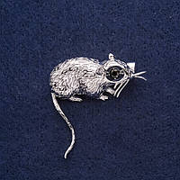 Брошка Щур 37х37мм сірий метал купити біжутерію оптом в інтернеті