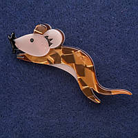 Брошка Миша з перламутру 75х24мм сірий метал купити біжутерію оптом в інтернеті
