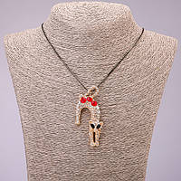 Підвіска "Кішка" з кристалами на довгому ланцюжку метал "чорне золото" d-31х65мм L-70см купити біжутерію оптом в інтернеті