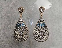 Сережки довгі "Золота Краса" золотистий метал L-7 см купити біжутерію дешево оптом в інтернеті