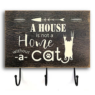 Дерев'яна вхідна вішалка-табличка  A house is not a home 20х30 зоов0001ква Тур-Колекшн