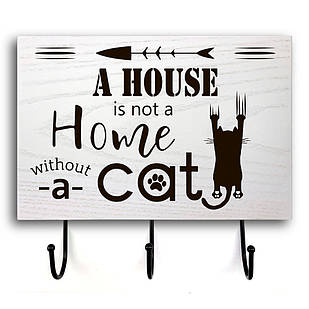 Дерев'яна вхідна вішалка-табличка A house is not a home 20х30 см зоов0001ба Тур-Колекшн