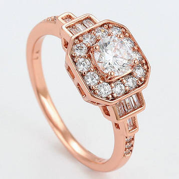 XUPING Кільце Позолота РВ з білими цирконами, Висота 0.9 см, Розмір 18