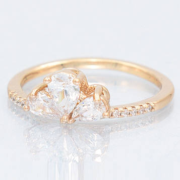 XUPING Кільце Позолота 18к з білими цирконами, Розмір 19.5