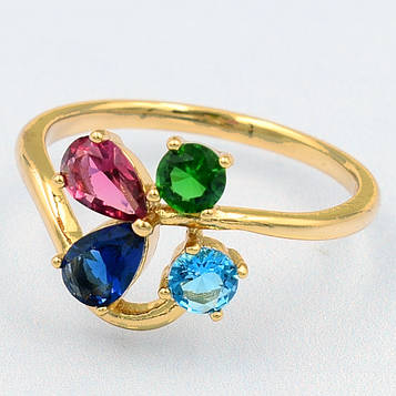 XUPING Кільце Позолота 18к з різнокольоровими цирконами, Висота 1.1см, Розмір 19.5