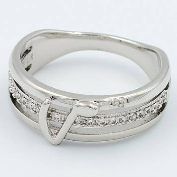 XUPING Кільце Родій з білими цирконами, Висота 0.7 см, Розмір 18