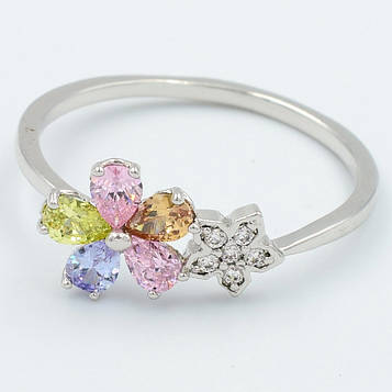 XUPING Кільце Родій з ніжними різнобарвними цирконами, Розмір 19
